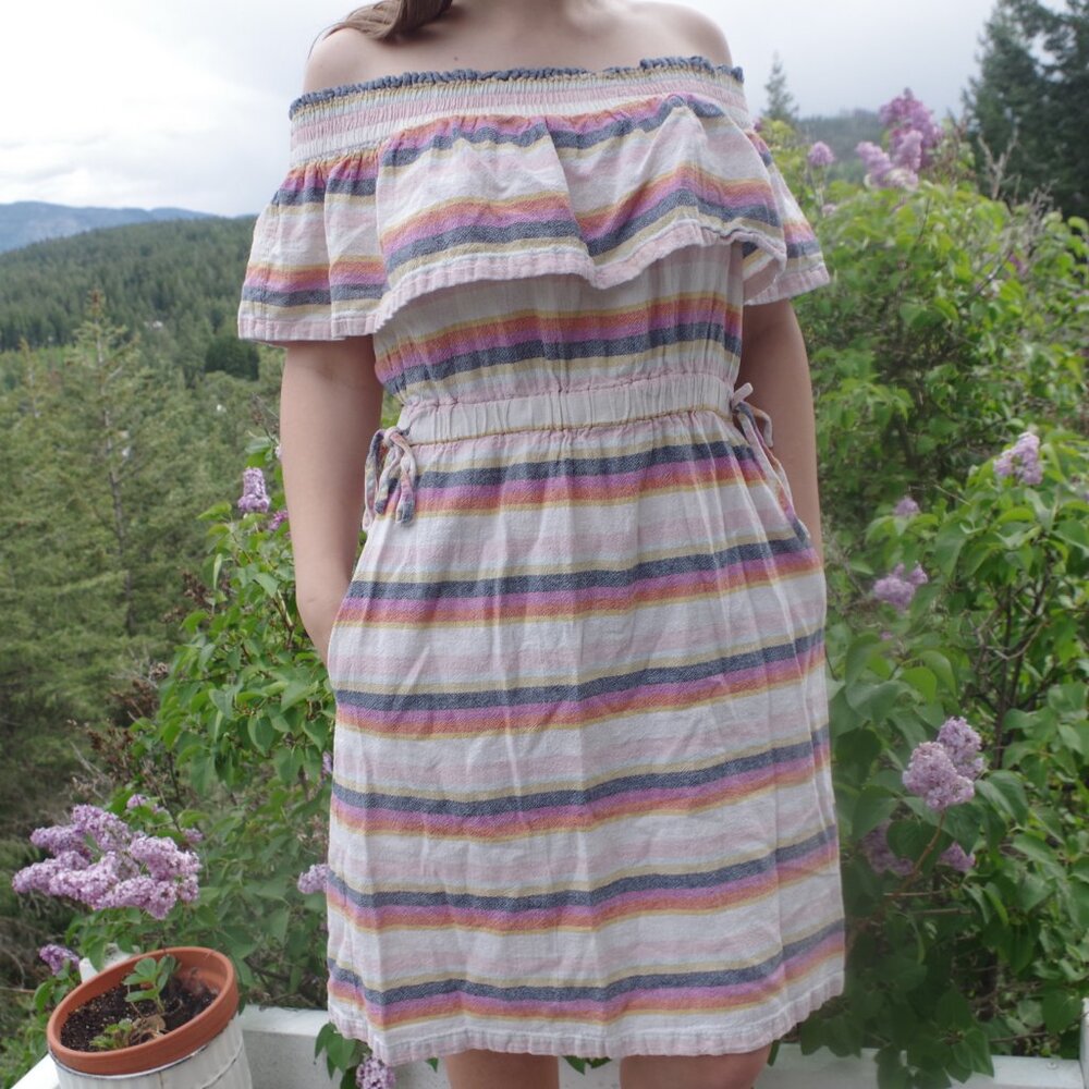 Off Shoulders Dress By Just Living Linen Blend